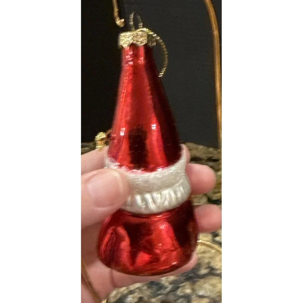Santa Claus Soldier Glass Christmas Holiday Tree Ornaments Set‎ Of 2 Vintage